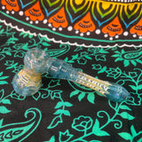 5" Spin & Rake Silver Fumed Yellow/Blue Bubbler by Vince Lown