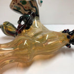 5.5" Funky Fumed Sidecar Sherlock with Flowers, Textured End, Worked Bowl & Alien Decor