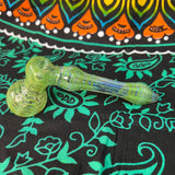 5" Spin & Rake Silver Fumed Green Bubbler by Vince Lown