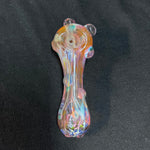 5” glass hand pipe pink/teal/cream/silver fumed w/bumps