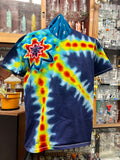2XL Shooting Star Mandala V-neck Women's Tie-Dye T-shirt by Don Martin