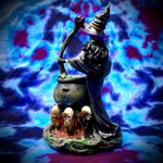 7.25" Witch w/ Cauldron Backflow Incense Burner