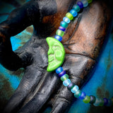 6.5" Maine-Made Bead Bracelet by Lori Williams - Green Moon