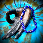 Iridescent Blue Beads with Copper Spacer Beads Stretch Bracelet