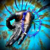 6.5" Maine-Made Bead Bracelet by Lori Williams - 3 Dark Blue Beads