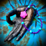 6.5" Maine-Made Bead Bracelet by Lori Williams - Pink Flower