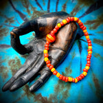 6" Maine-Made Bead Bracelet by Lori Williams - Orange/Red Bead