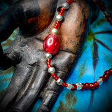 6" Maine-Made Bead Bracelet by Lori Williams - Red Ovalish Bead