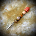 4.25" Salmon Buddha Head w/ Orange, White, & Copper Beads Clip