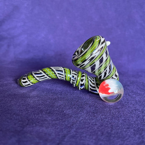 5” Green/Black/White Sherlock with Red/White Marble & White Claw Carb