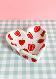 4.75" Porcelain Strawberry on White Heart Ashtray
