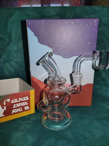 5" Rock Glass Mini Recycler Dab Rig Clear Glass with 10mm Male Banger-*Glass Dab Rig 3*