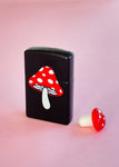 1.25x2" Mushroom on Black Small Refillable Lighter
