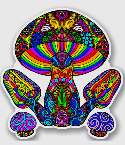 3.5×3.5" Colorful Psychedelic Mushroom Vinyl Sticker
