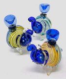 4" Blue Swirl Glass Elephant Bubbler