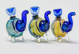 4" Blue Swirl Glass Elephant Bubbler