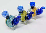4" Blue Swirl Glass Elephant Bubbler