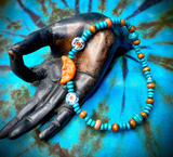 6.5" Maine-Made Bead Bracelet by Lori Williams - Orange Moon