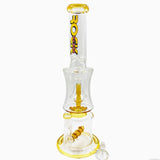 14" Rock Glass Waterpipe Straight Neck Double Chamber Dual Perc & Gray Accents-RS354