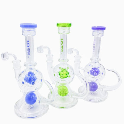 10" Rock Glass 15 Arm Spaceball Rig Recycler w/ Ball Detail