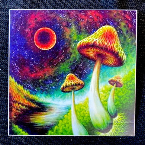 2" Trippy Colorful Psychedelic Mushroom Sticker