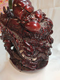 6.5" 899g Red Resin Dragon and Buddha Figurine