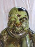 12" 2,835g Green/Black/Gold Resin Laughing Buddha Statue