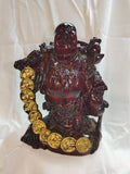 9" 1,372g Red Resin Buddha Figurine w/ Gold Colored Paint