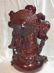 9" 1,372g Red Resin Buddha Figurine w/ Gold Colored Paint