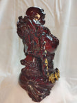 9" 1,372g Red Resin Buddha Figurine w/ Gold Colored Paint