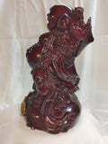 9" 1,372g Red Resin Buddha Figurine w/ Gold Colored Paint