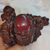 6.5" 899g Red Resin Dragon and Buddha Figurine