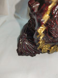 9" 1,372g Red Resin Buddha Figurine w/ Gold Colored Paint