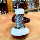 7" Ruby Red/White Hammer Bubbler w/ Wig-Wag Work by Zoan Tuttie