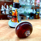 7" Ruby Red/White Hammer Bubbler w/ Wig-Wag Work by Zoan Tuttie