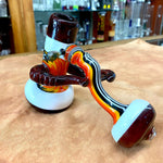 7" Ruby Red/White Hammer Bubbler w/ Wig-Wag Work by Zoan Tuttie