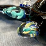 5.5" Black Handpipe with Multiple Marbles & Pink/Blue Wig Wag Front by Zach U-Shüd