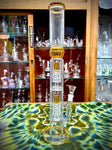 18" Rock Glass Straight Tube Double UFO Perc Waterpipe