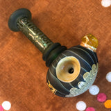 Green Tube Sandblasted Sacred Geometry Handpipe by Little B Glass