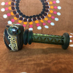 Green Tube Sandblasted Sacred Geometry Handpipe by Little B Glass