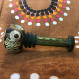 Green Tube Sandblasted Sacred Geometry Handpipe by Little B Glass