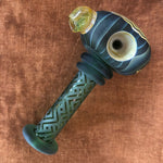 Green Tube Sandblasted Sacred Geometry Handpipe by Little B Glass