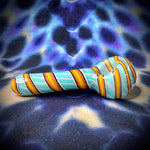 4.25" Warm Color Swirl on Blue/Purple Canework Handpipe by Pharo