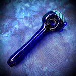 4.75" Cobalt Tube Handpipe w/ Swirl Front & Dots by Pharo