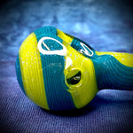 Dichro Blue & Green Striped Handpipe w/ Dots by Pharo