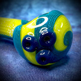 Dichro Blue & Green Striped Handpipe w/ Dots by Pharo