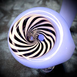 6" Purple Sherlock w/ Black/White Striped Bowl & Clear Dichro Lumps by Pharo