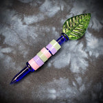 5" Rattle Glass Dab Tool w/ Colored Leaf