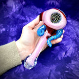 6.75" Wig-Wag Front Pink Handpipe, Signed by Zach U-Shüd