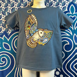 Youth XS Earth Art Barn Owl Indigo T-Shirt